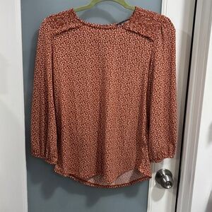 Adrianna Papell Terracotta Patterned Blouse